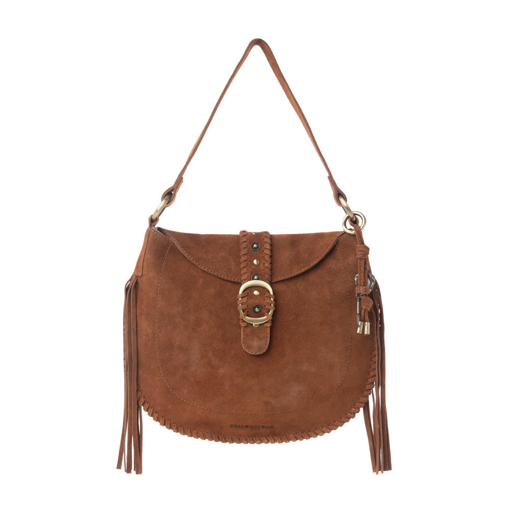 Myra Yellowstone Westbrook Suede Leather Bag in Amber Dusk