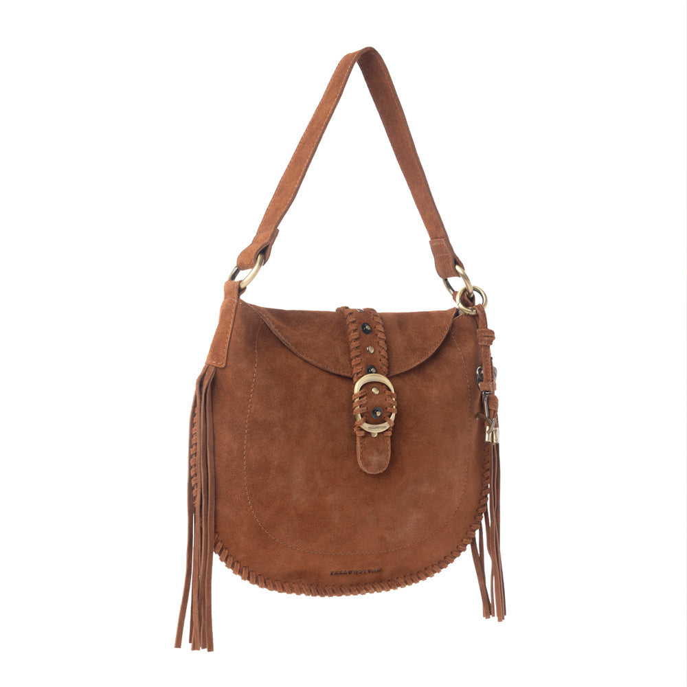 Myra Yellowstone Westbrook Suede Leather Bag in Amber Dusk