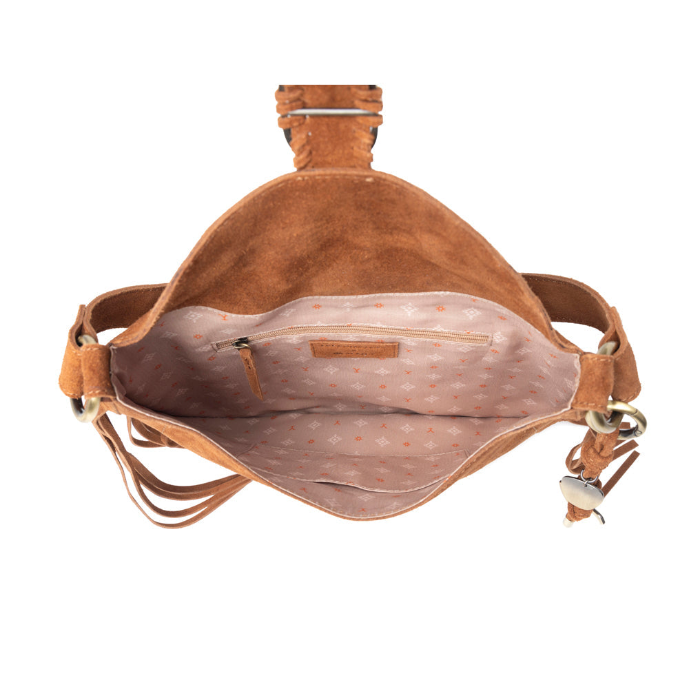 Myra Yellowstone Westbrook Suede Leather Bag in Amber Dusk