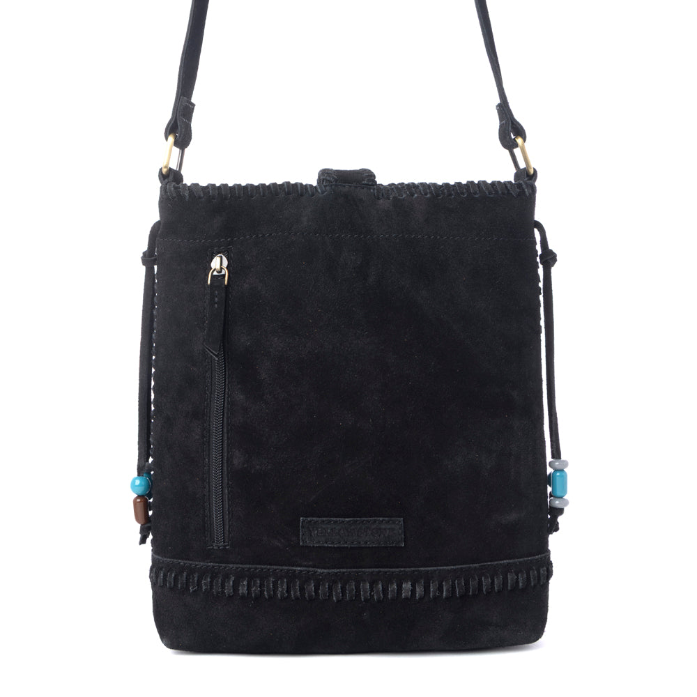 Myra Yellowstone Stonecrest Suede Leather Concealed Carry Bag in Charcoal Black