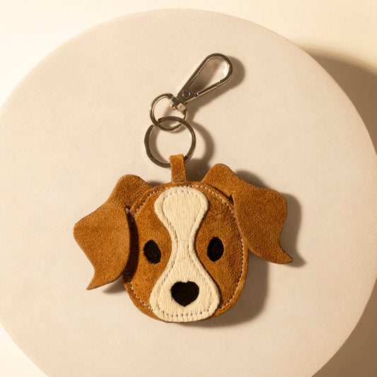 Myra Ranch Pup Charm Keychain in Rawhide Tan Mix
