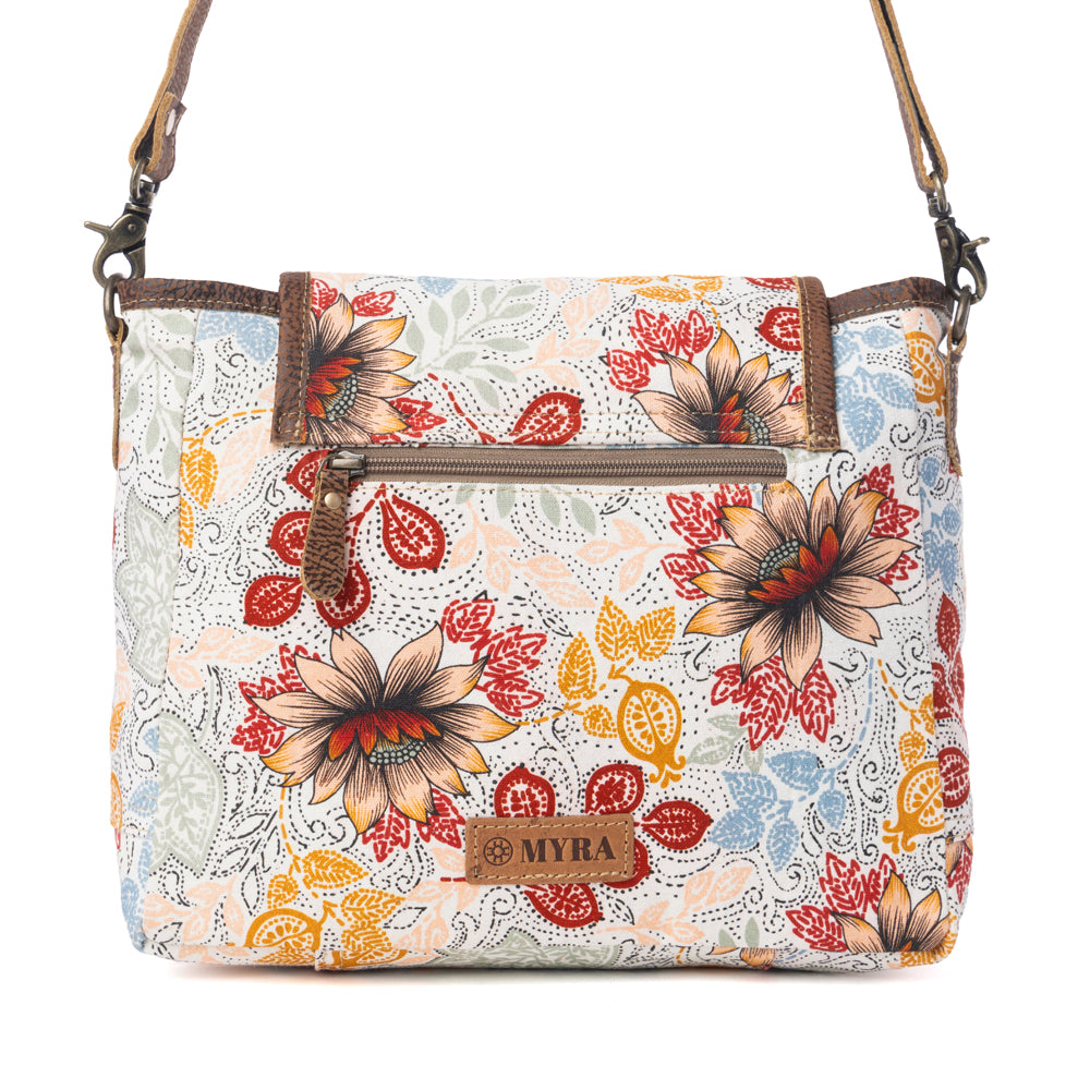Myra Oakline Cotton & Leather Shoulder Bag in Powder Brown