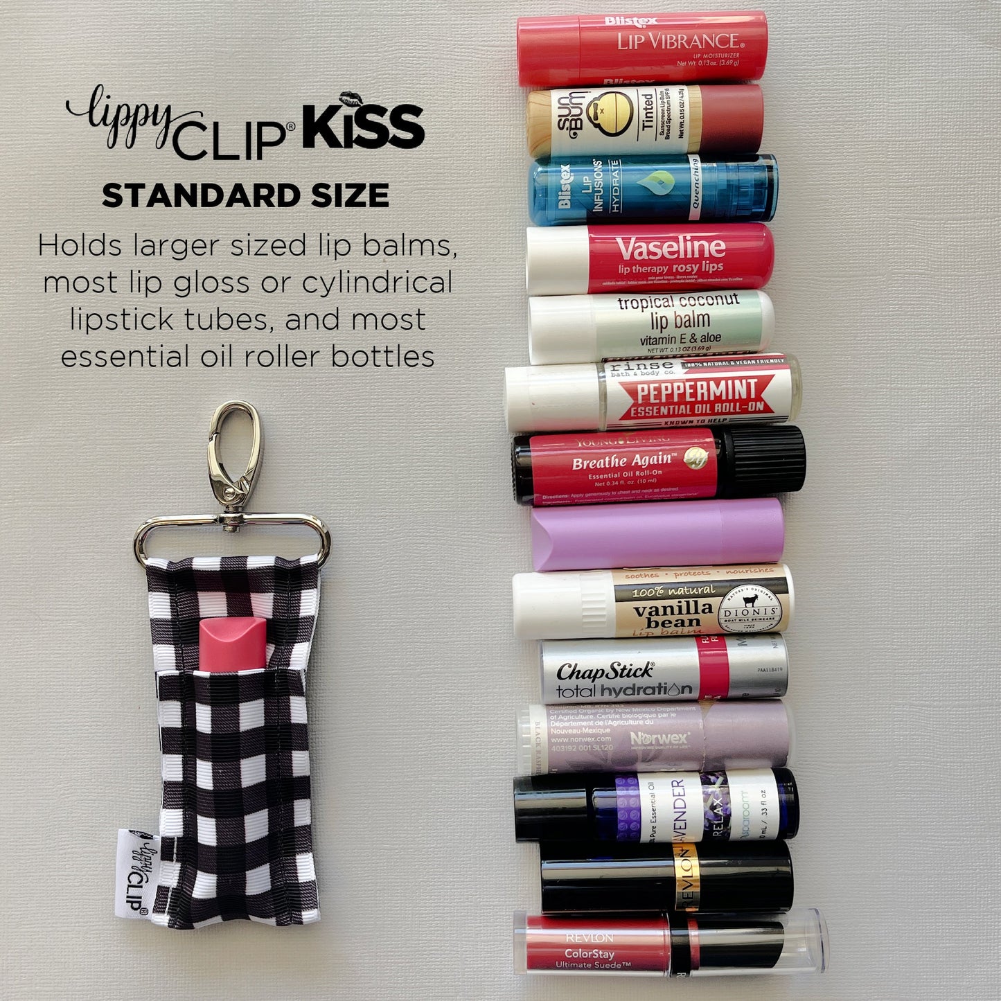 Flower Power LippyClip KISS for larger lip balms, essential oil rollers, etc.