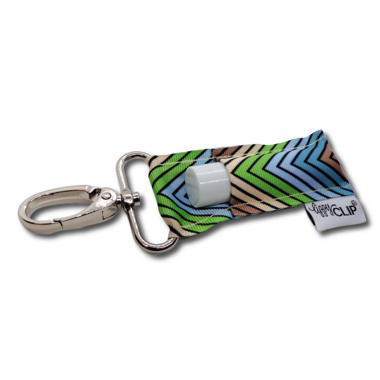 Taupe Blue and Green Stripe LippyClip® Lip Balm Holder