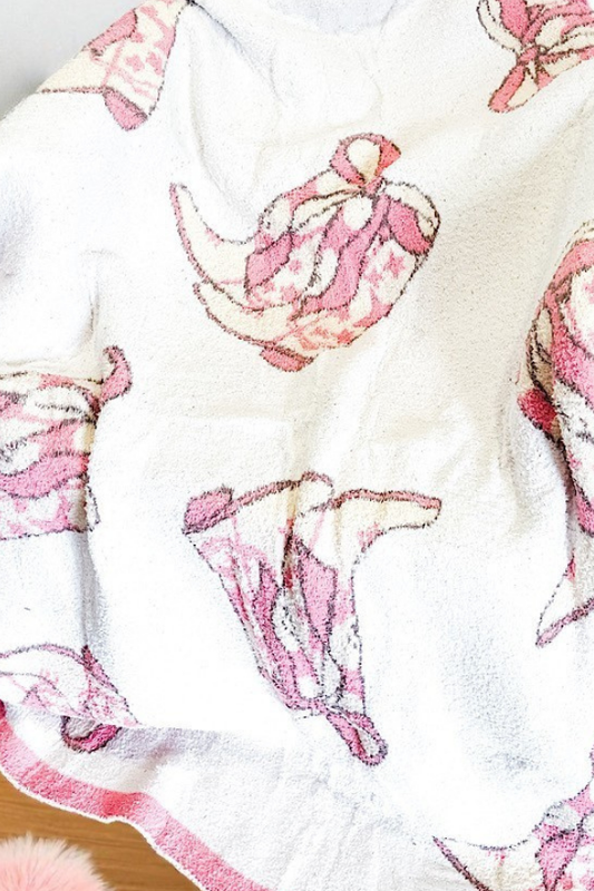 Pink Cowgirl Boot Luxury Blanket ETA 10/1