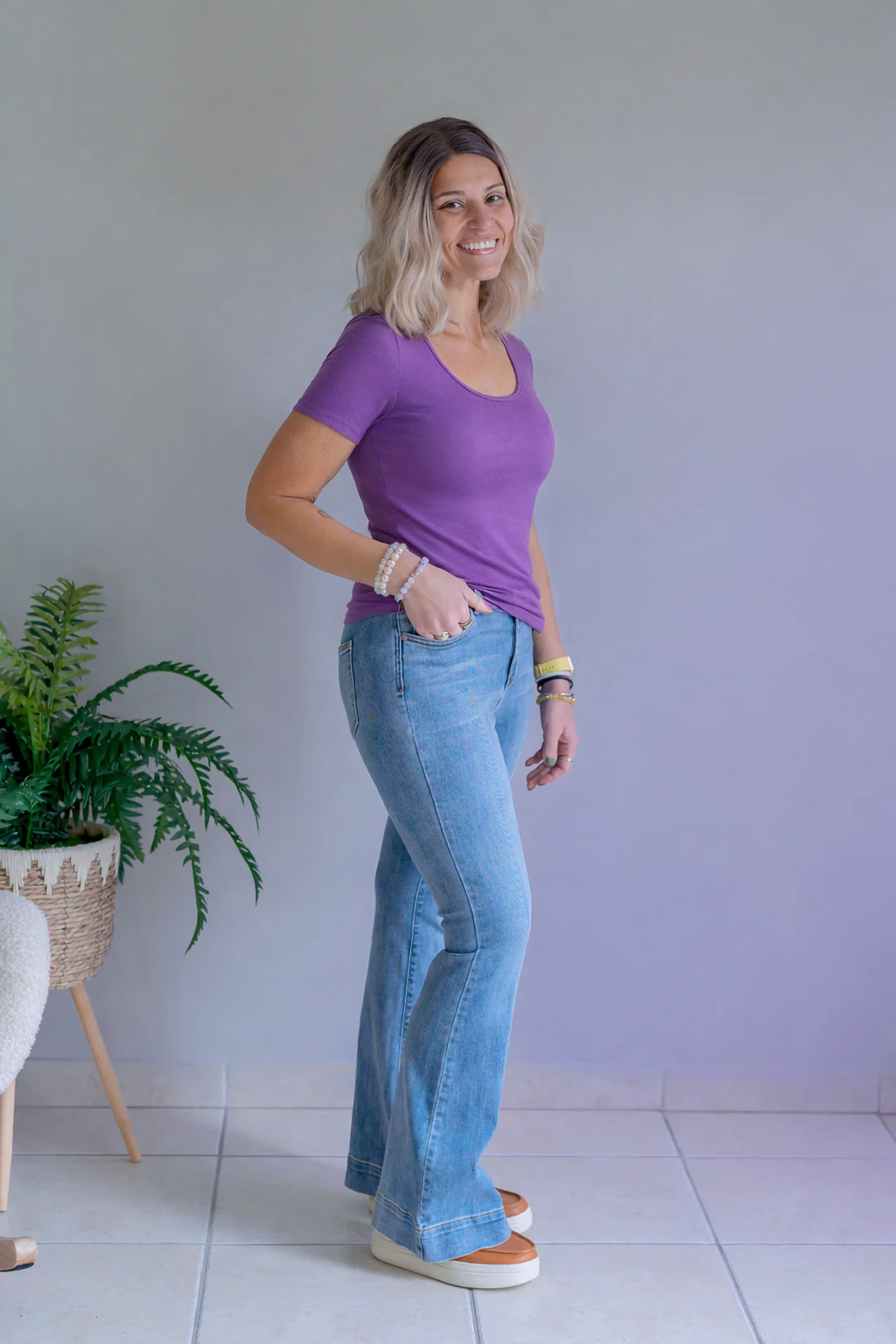 Violet Veil Ribbed Top