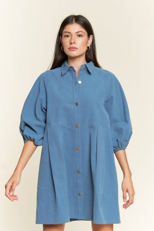 Washed denim style dress