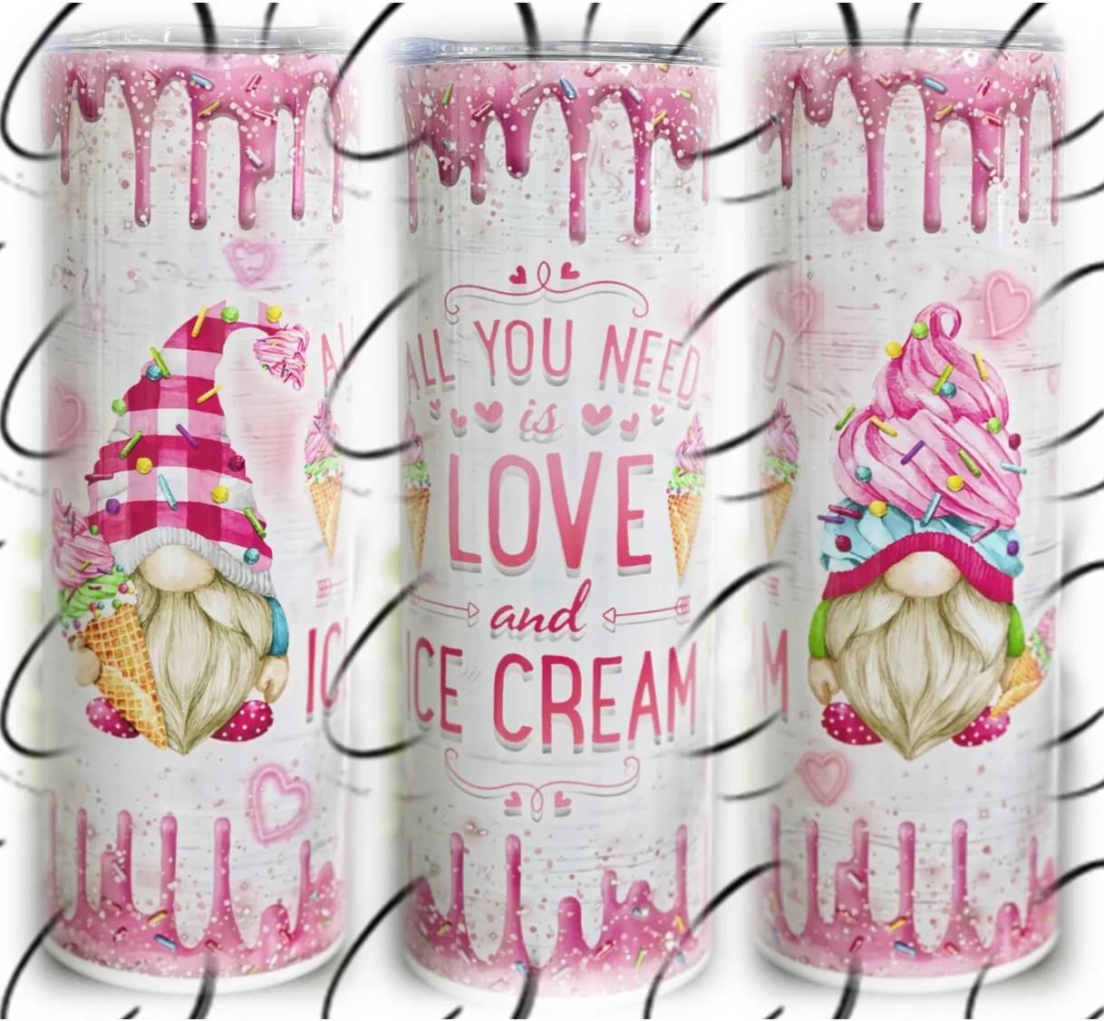 PREORDER: Love & Ice Cream Gnome Skinny Tumbler