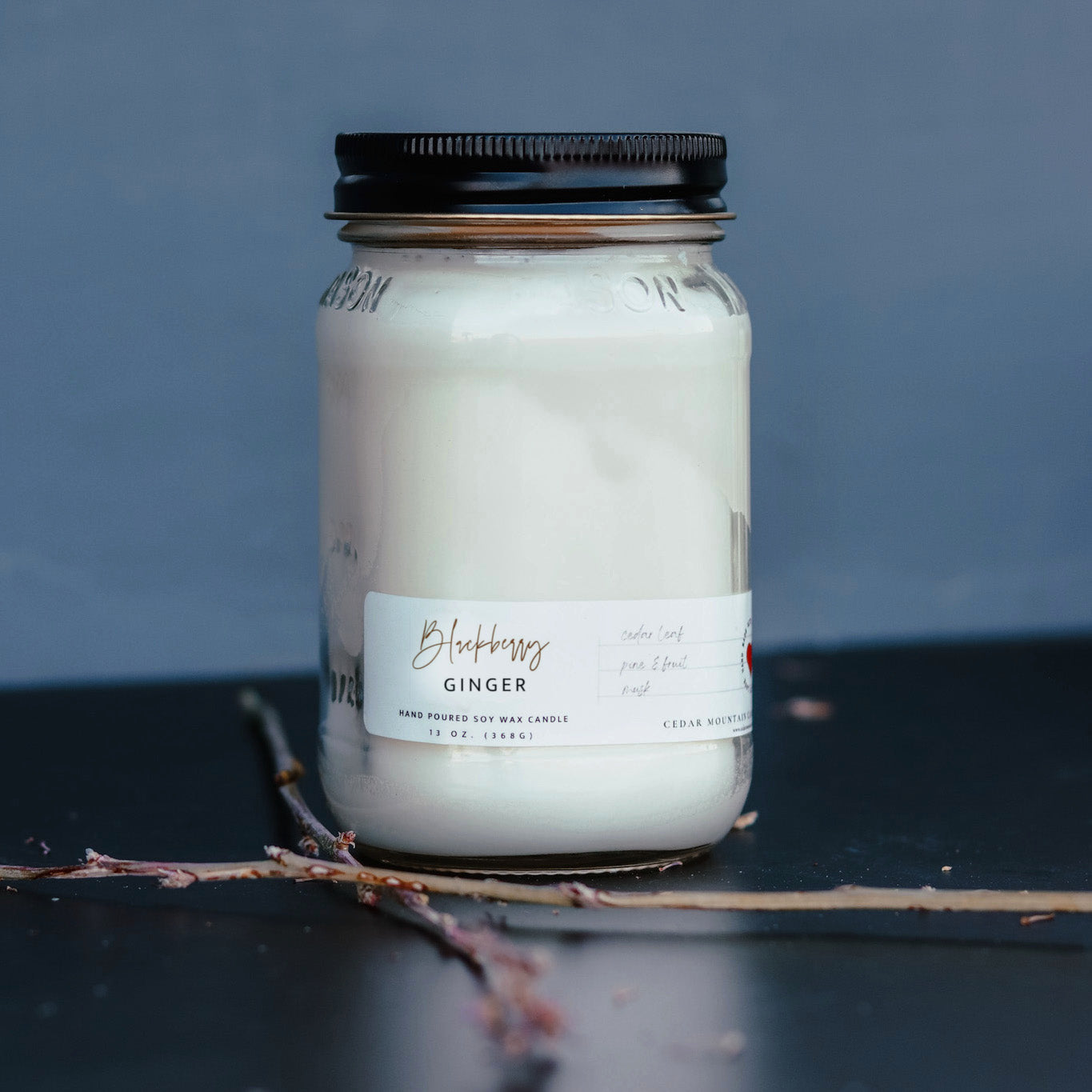 13 oz Mason Jar Soy Candle - Blackberry Ginger