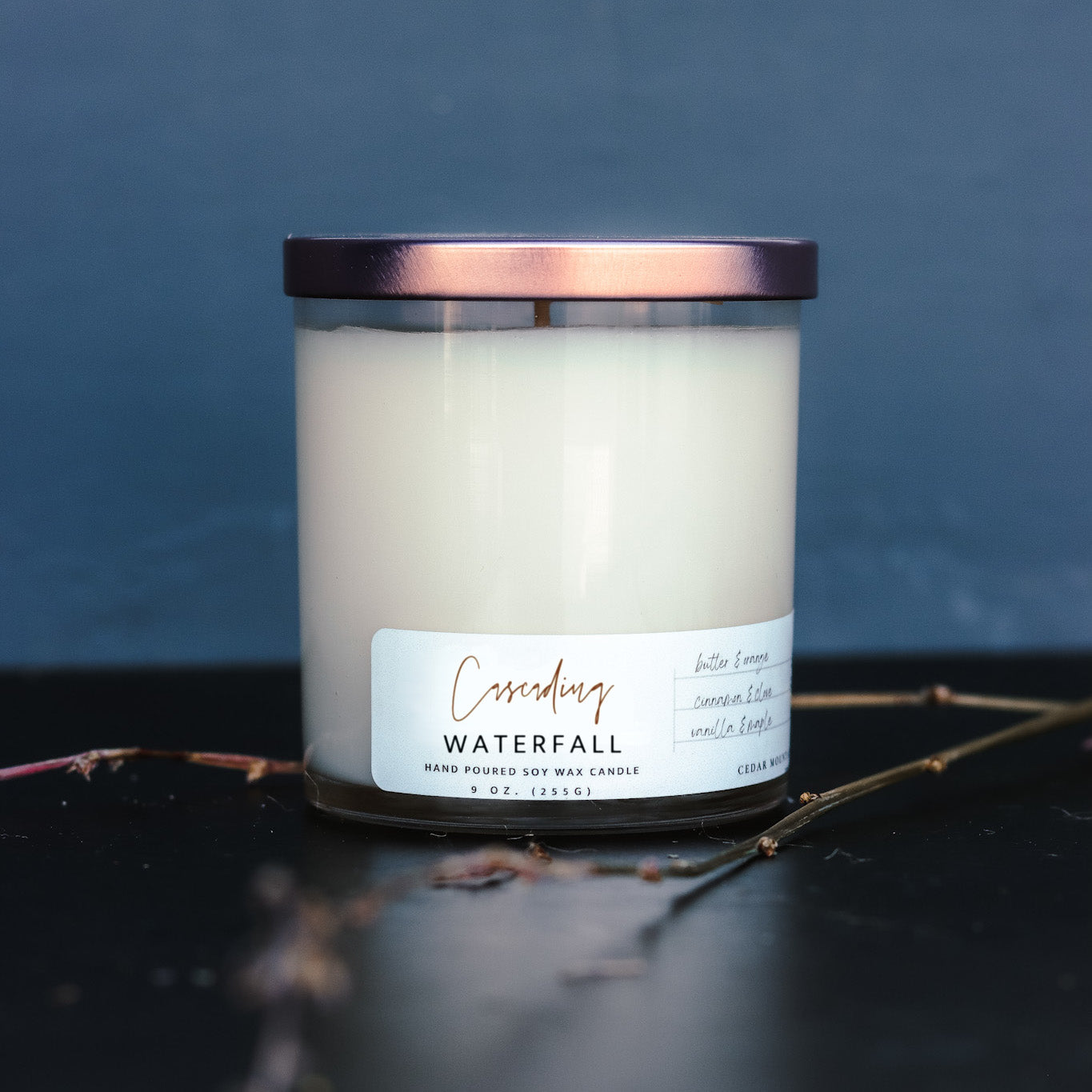 Cascading Waterfall Candle - 9 oz Whiskey Glass Candle