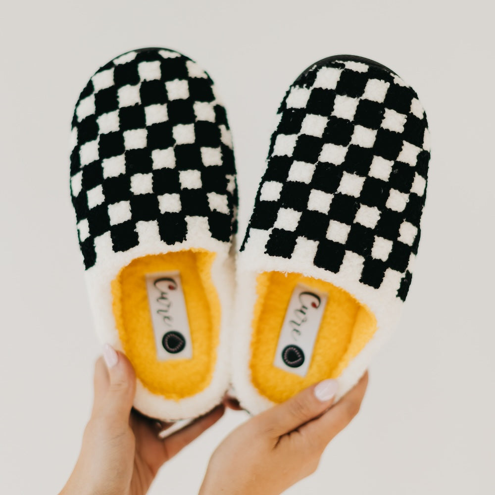 CURE x Beyond Type 1 Checkered Slippers