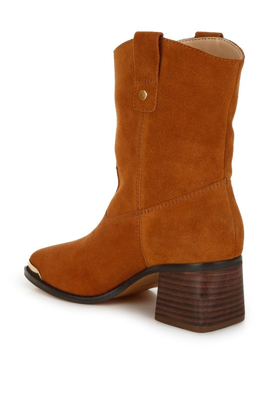 Emberly Suede Square Toe Ankle Boots