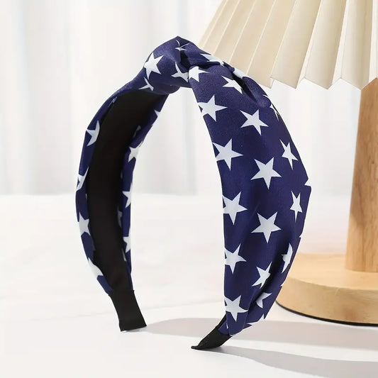 Blue Star Patriotic Cloth Knotted Headband