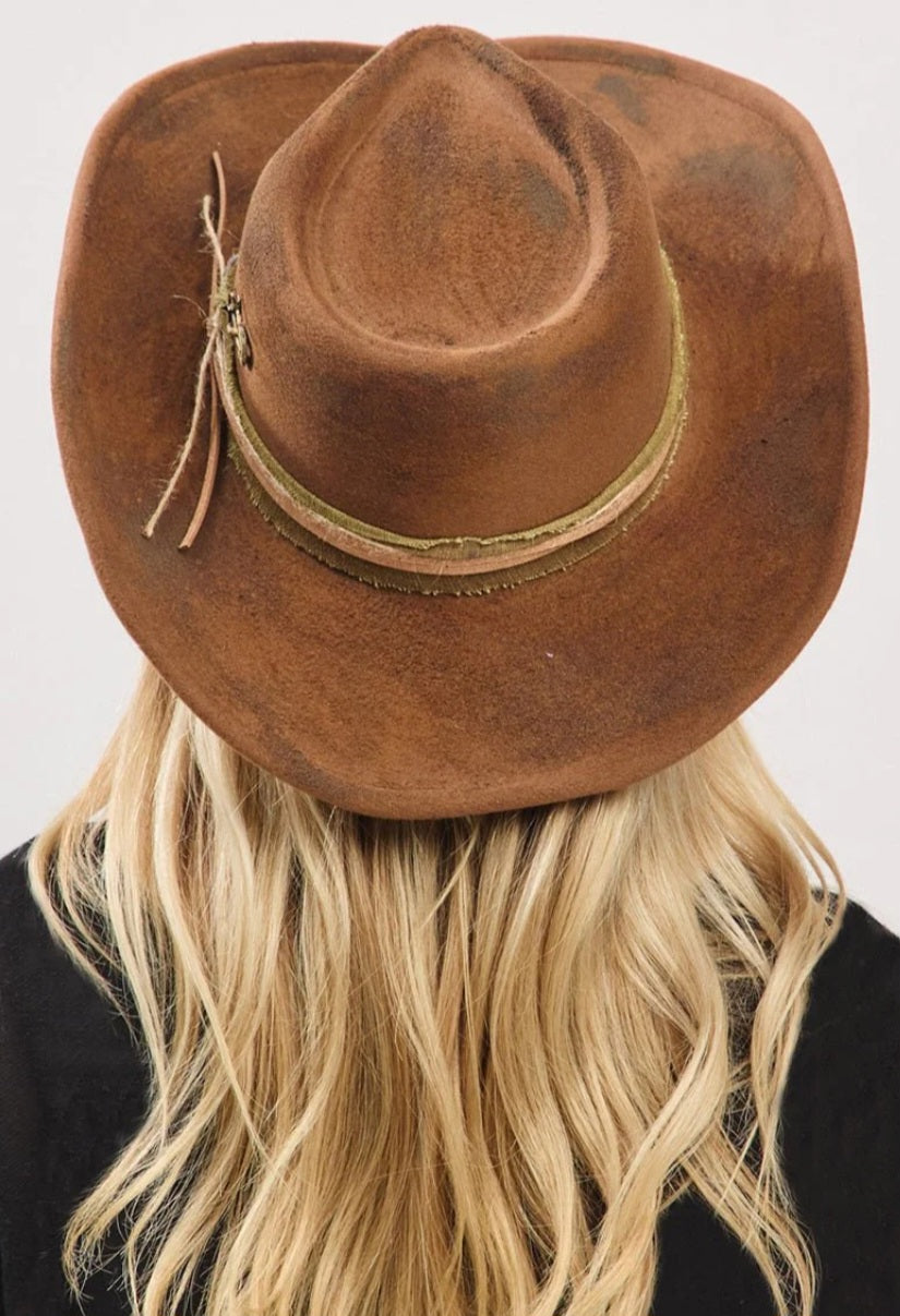 Oklahoma Outlaw Brown Vintage Felt Cowgirl Hat