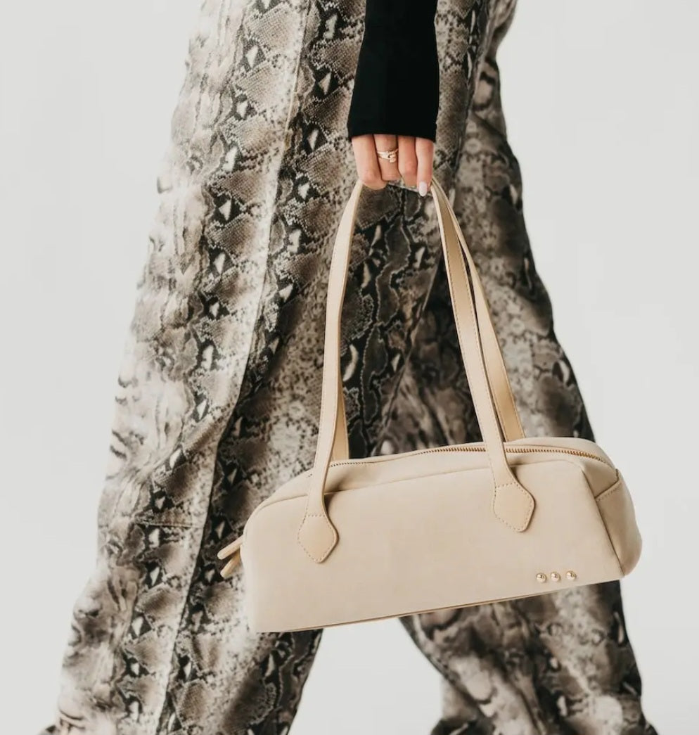 Sally Suede Barrel Shoulder Bag