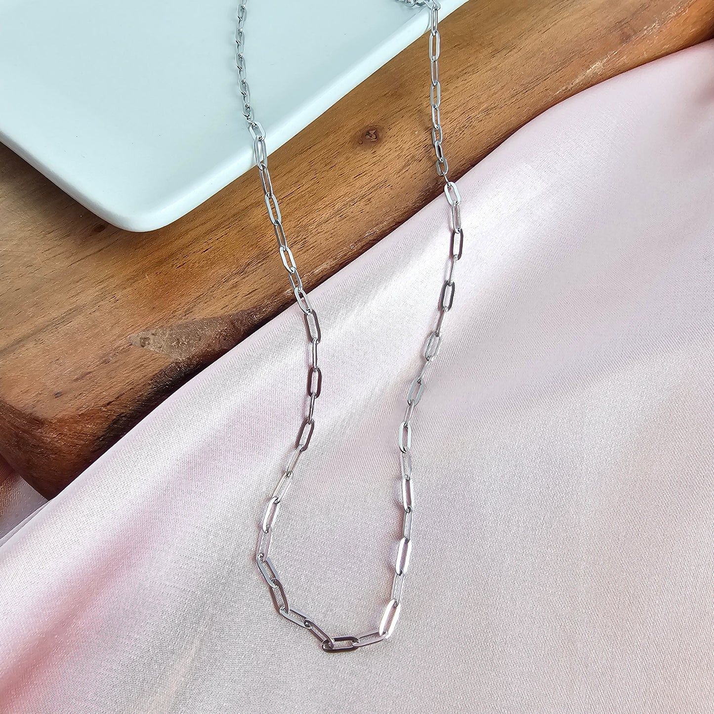 Luxe Silver Delicate Paper Clip Chain - 18"