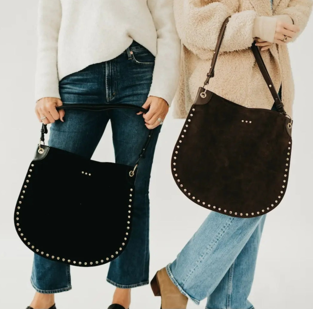 Rosalie Rivet Suede Hobo Bag