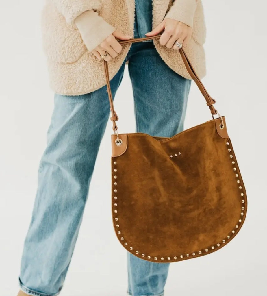 Rosalie Rivet Suede Hobo Bag
