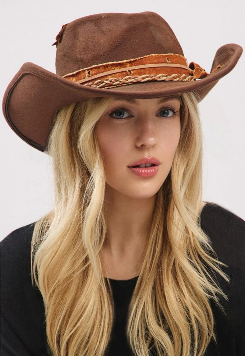 Taos Trails Brown Vintage Felt Cowgirl Hat
