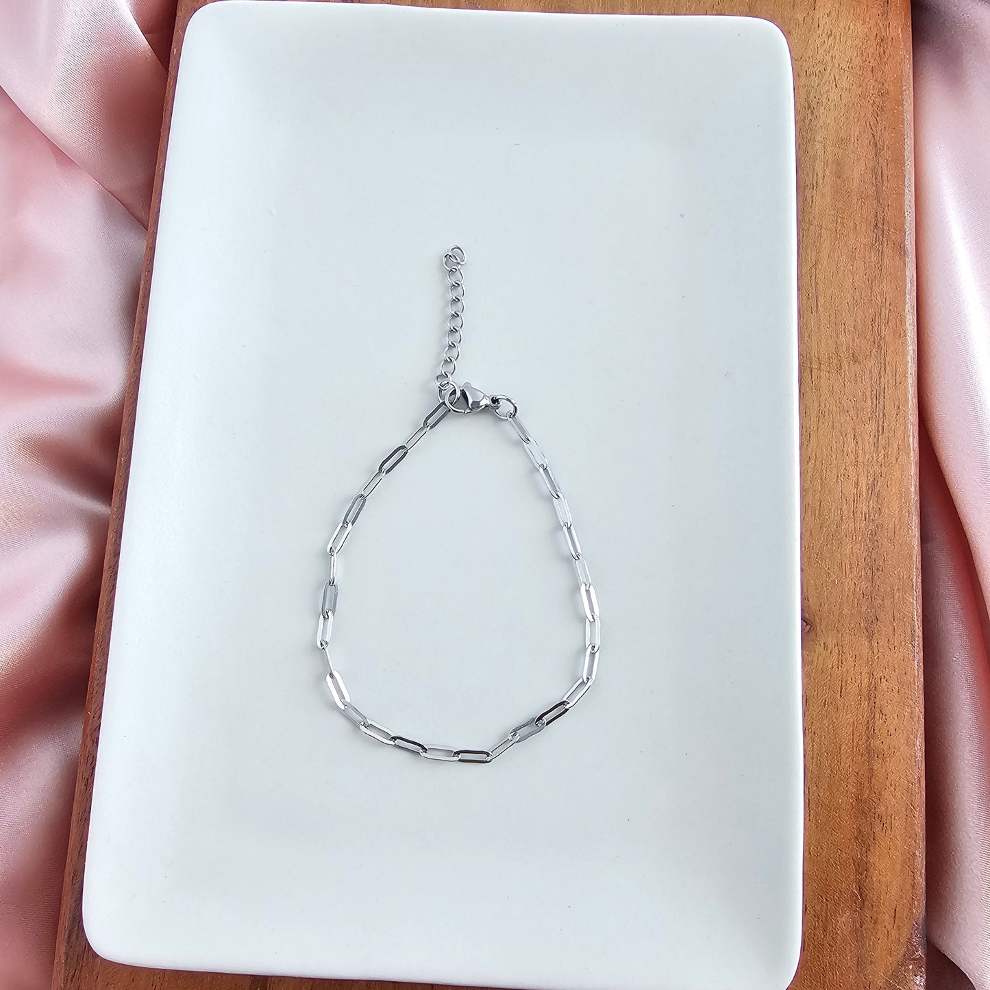 Luxe Silver Delicate Paper Clip Bracelet