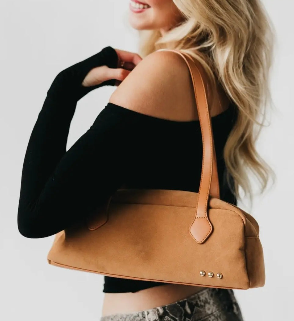 Sally Suede Barrel Shoulder Bag