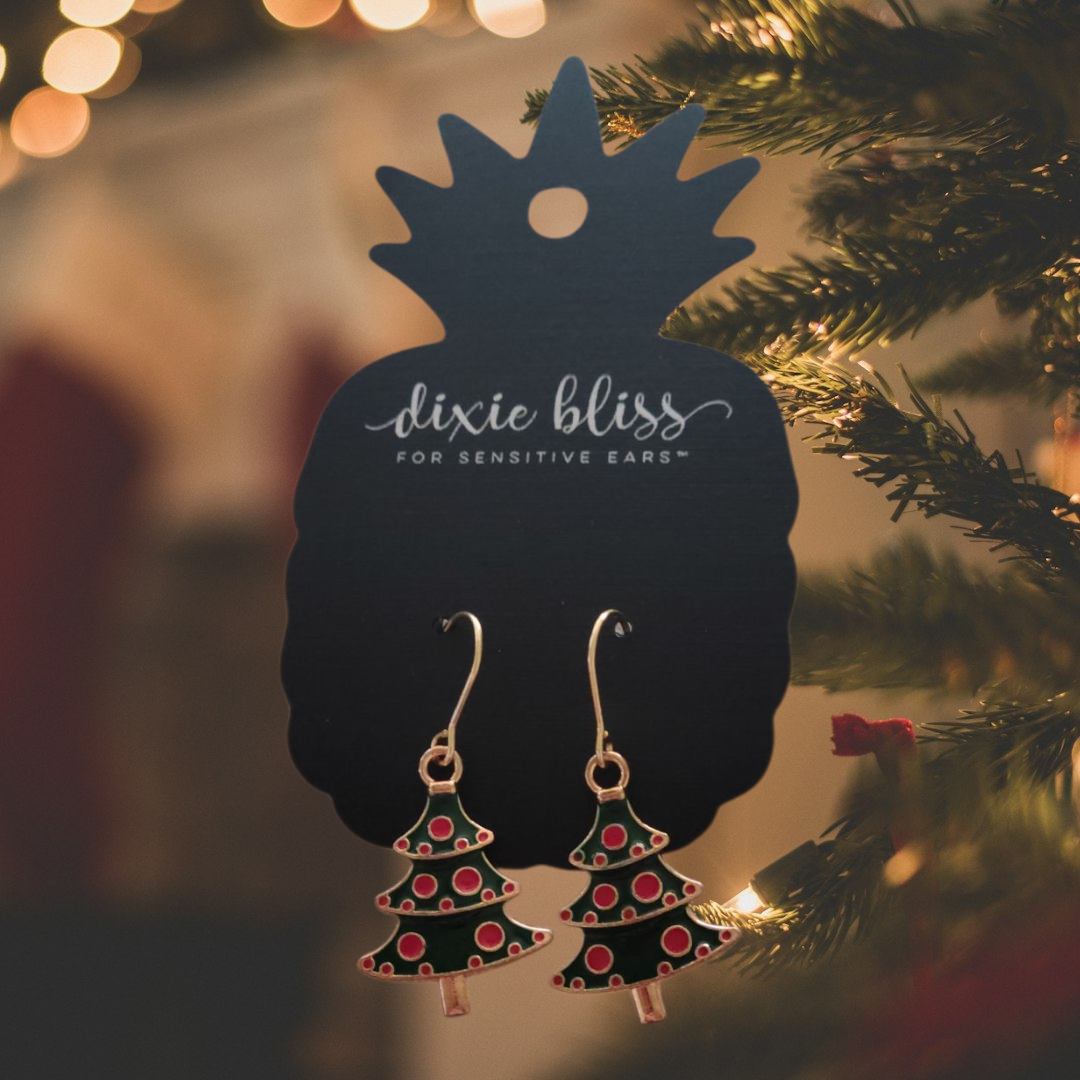 Large Christmas Tree Dangle Earrings
