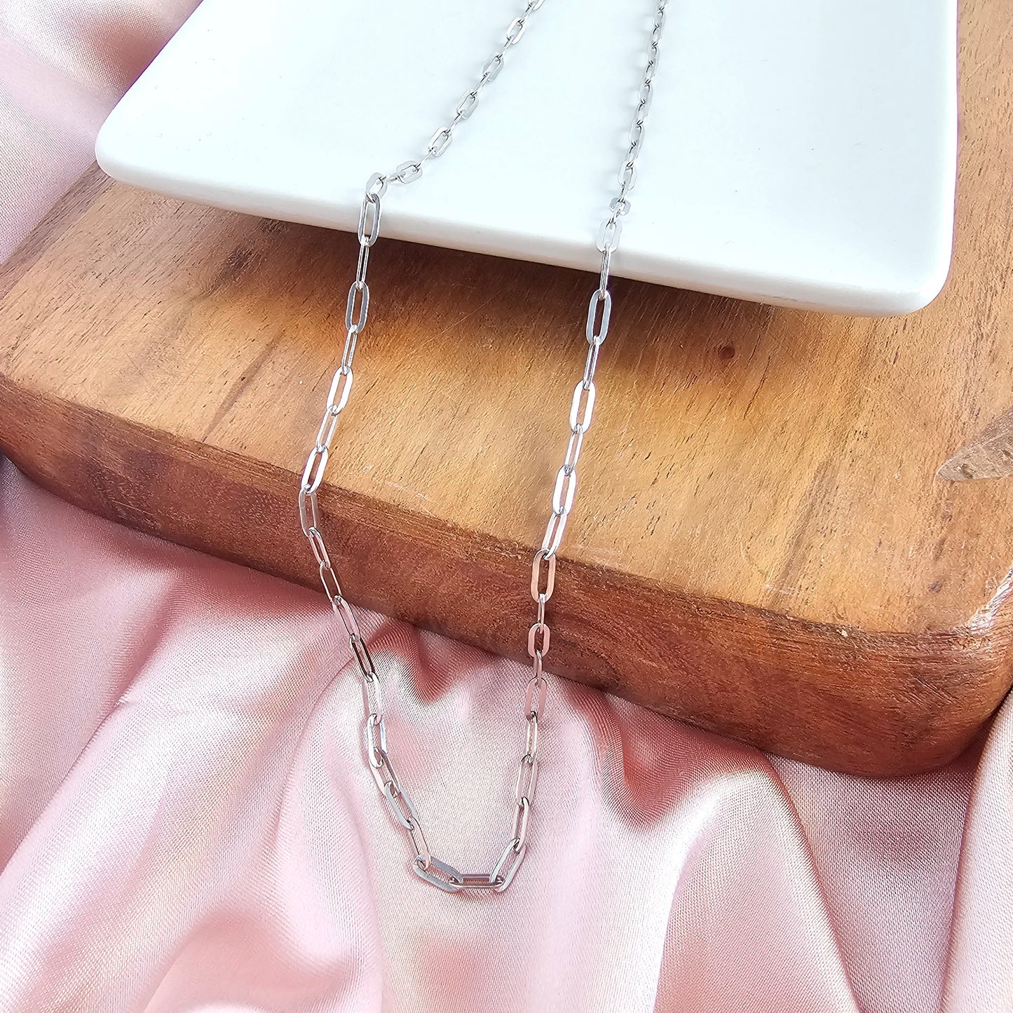 Luxe Silver Delicate Paper Clip Chain - 18"