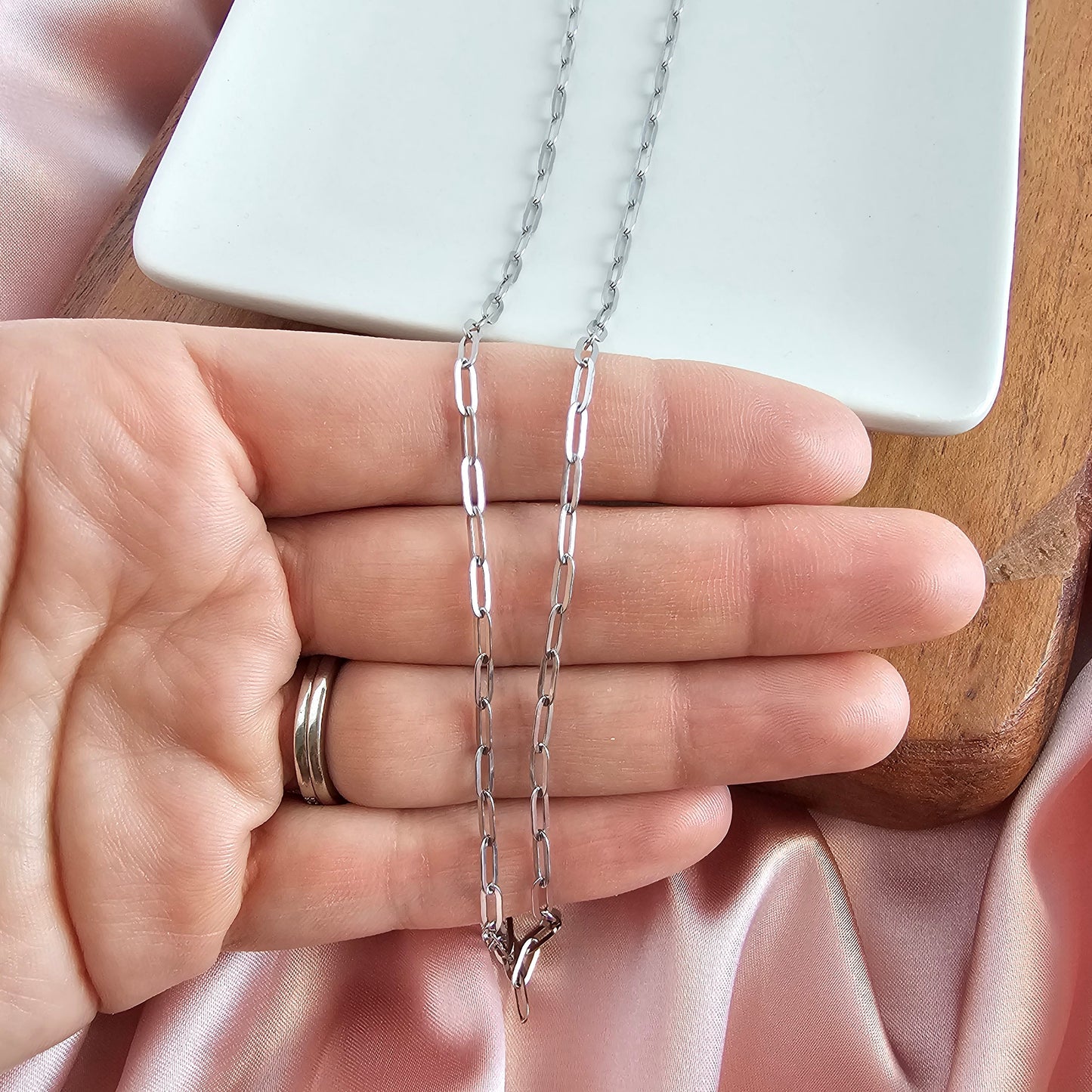 Luxe Silver Delicate Paper Clip Chain - 18"