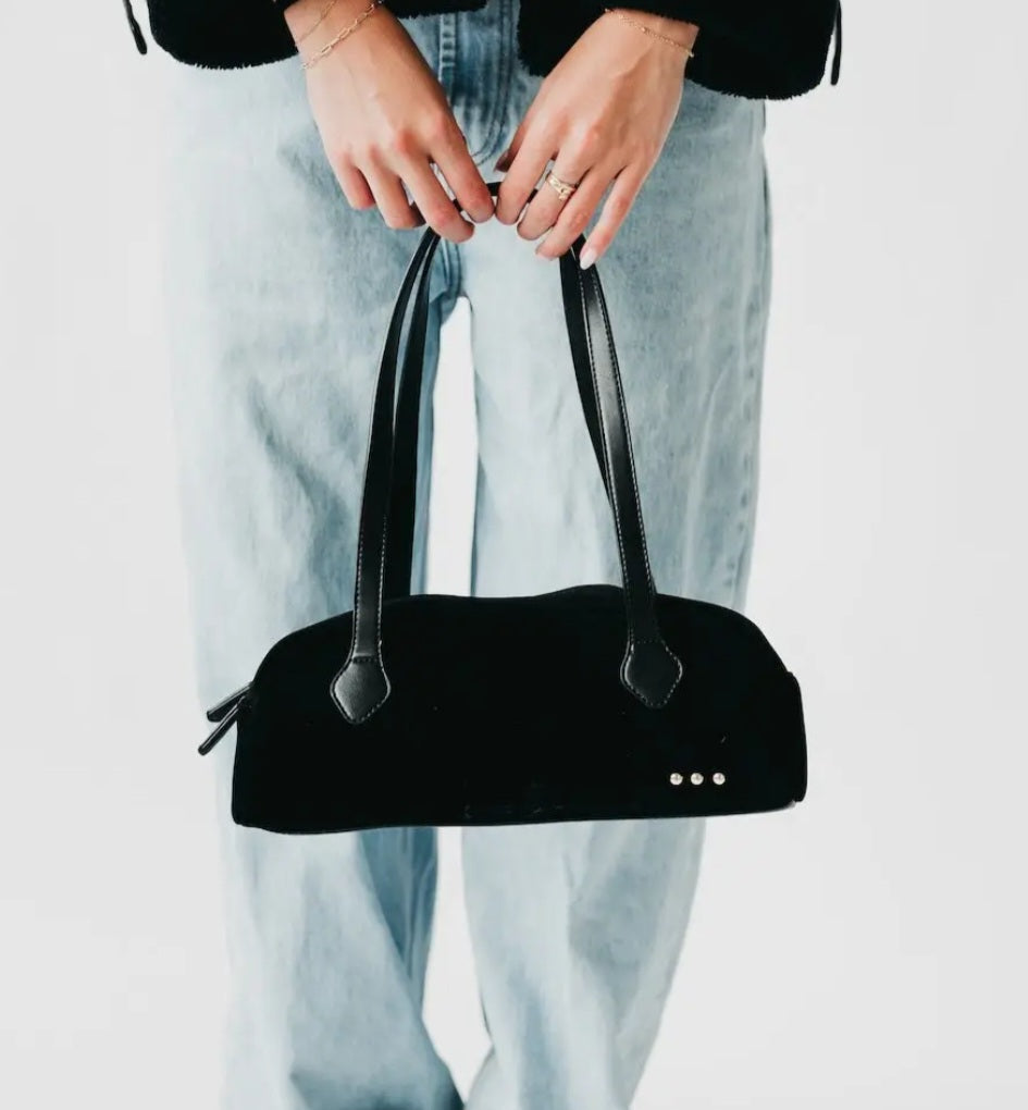 Sally Suede Barrel Shoulder Bag