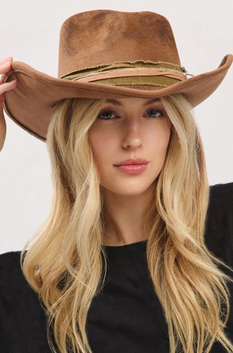 Oklahoma Outlaw Brown Vintage Felt Cowgirl Hat