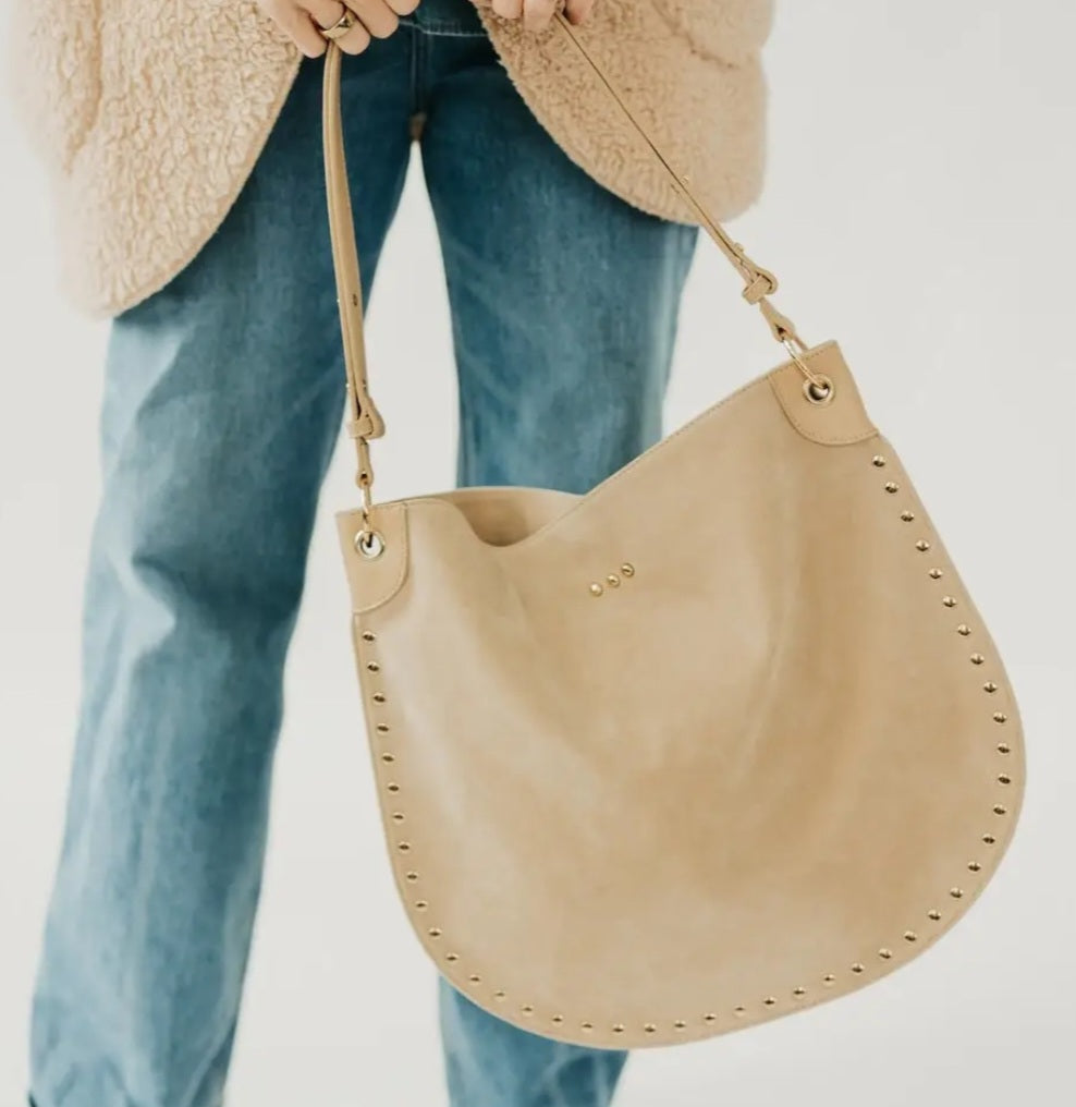 Rosalie Rivet Suede Hobo Bag