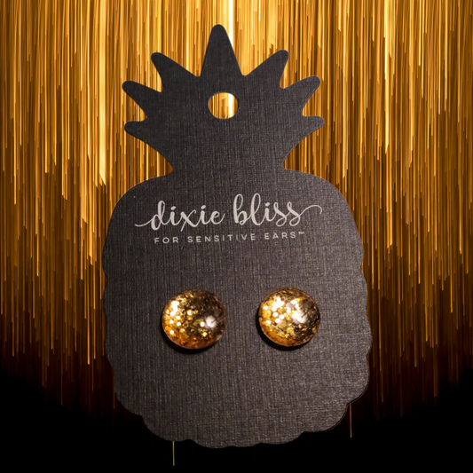 Gold Druzy Button Earrings