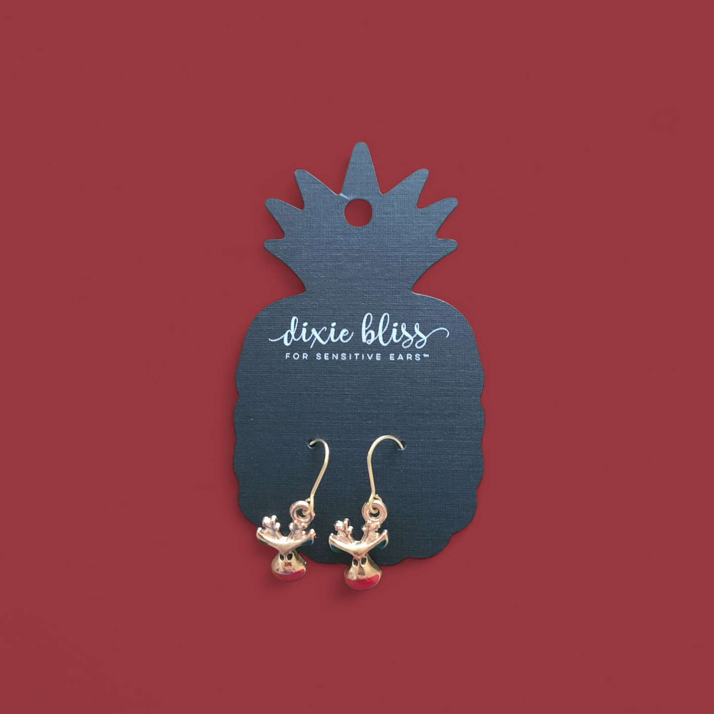 Red/Green Reindeer Dangle Earrings