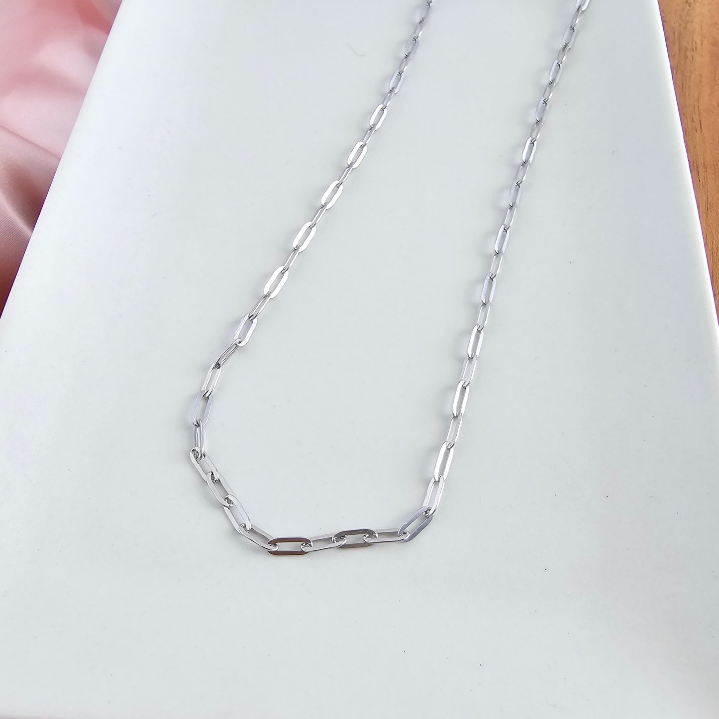 Luxe Silver Delicate Paper Clip Chain - 18"