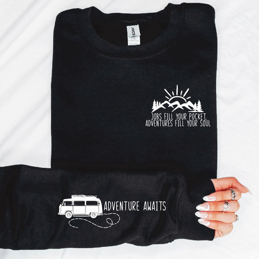 Adventure awaits With  Sleeve Accent Sweatshirt