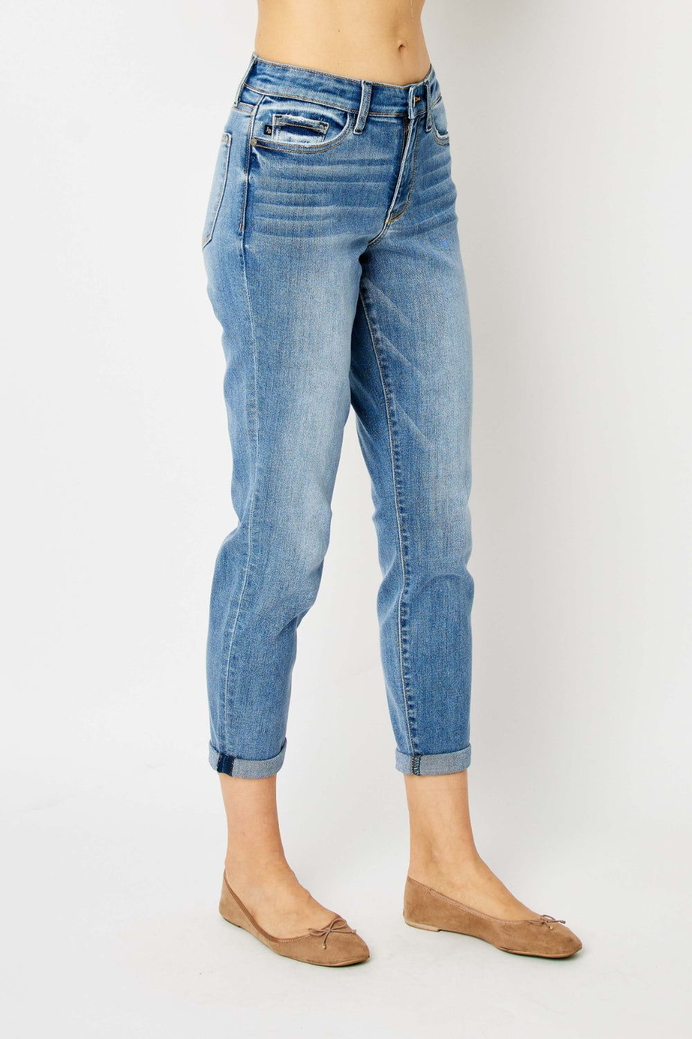Judy Blue Full Size Cuffed Hem Slim Low Waist Slim Jeans