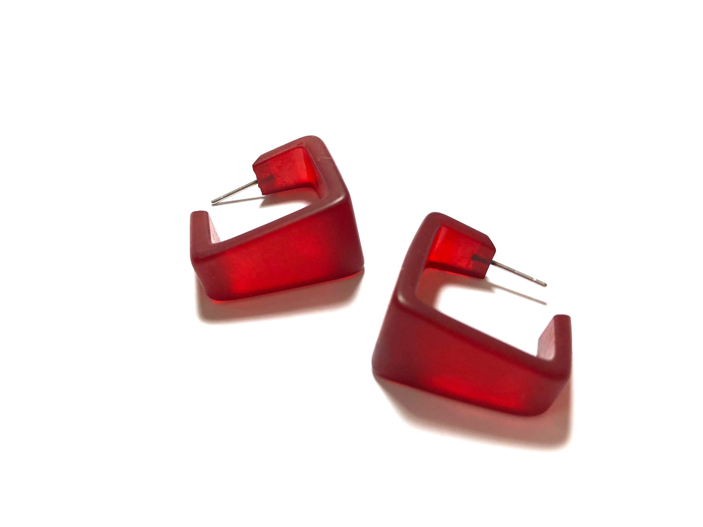 Wide Cubist Frosted Hoop Earrings