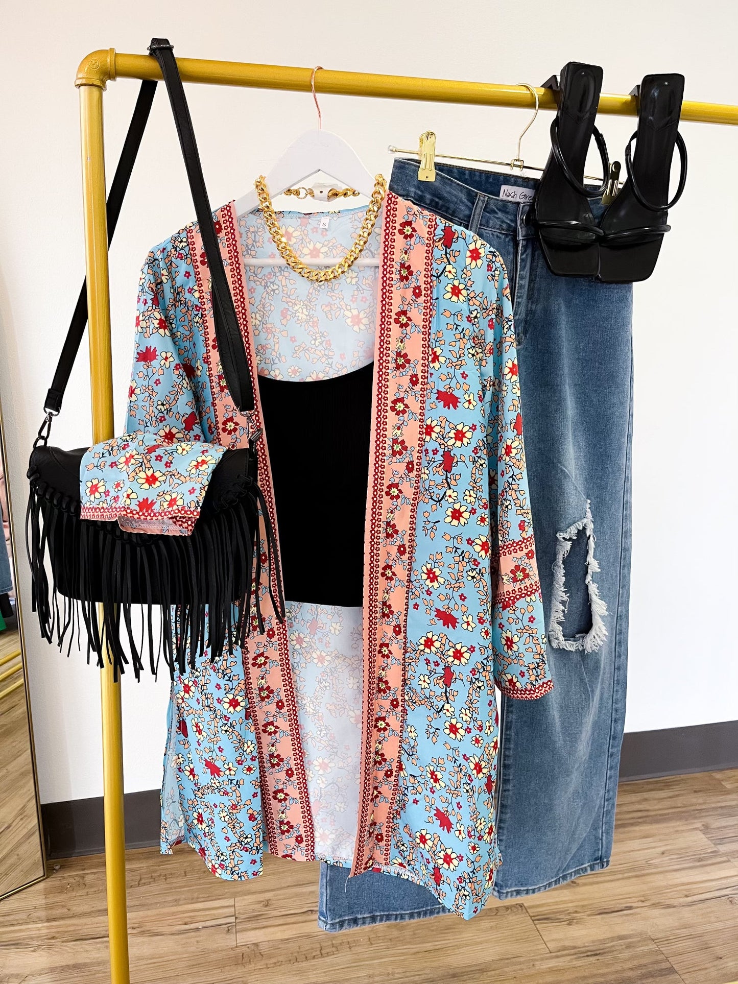 Bohemian Babe Teal Print Kimono