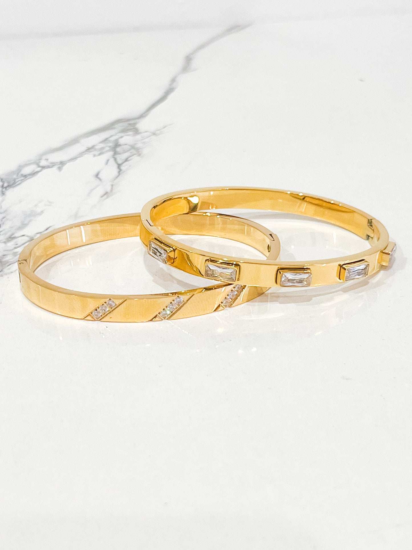 Natural Elements Gold CZ Bangle Bracelet