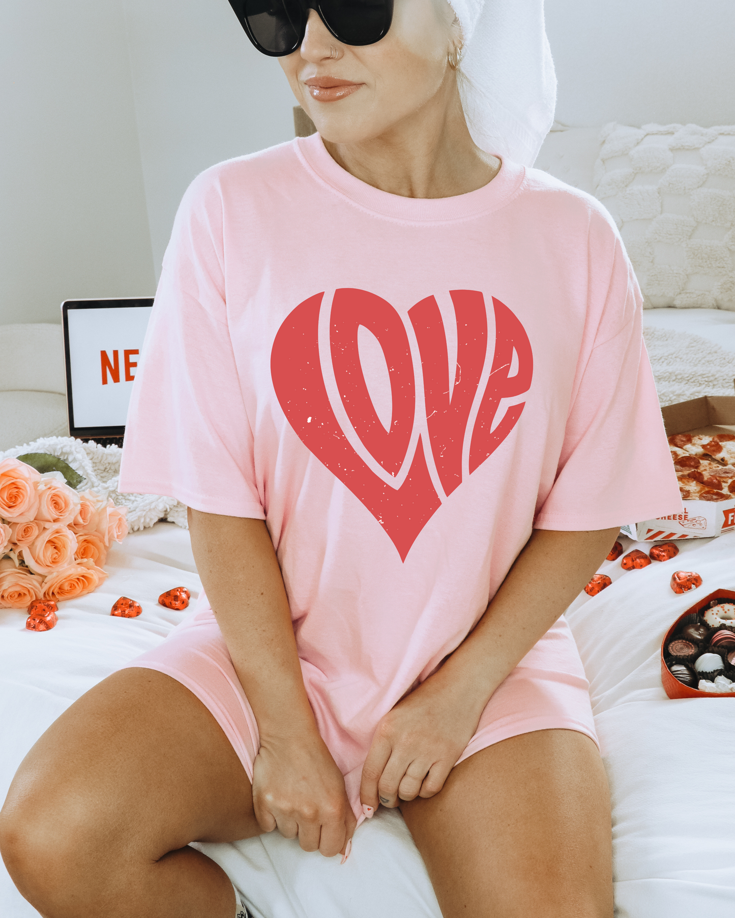 RED LOVE HEART TEE (COMFORT COLORS)