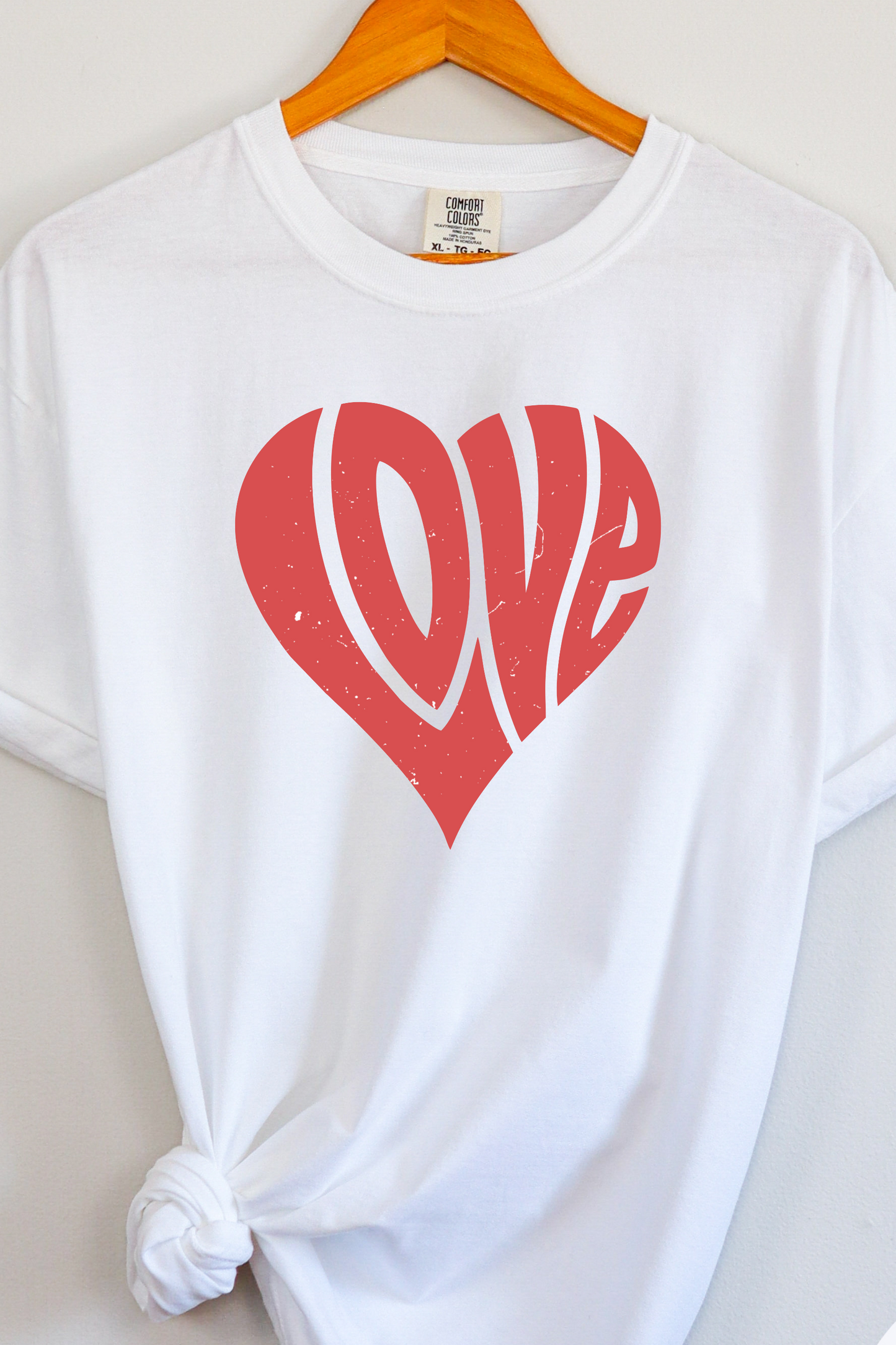 RED LOVE HEART TEE (COMFORT COLORS)
