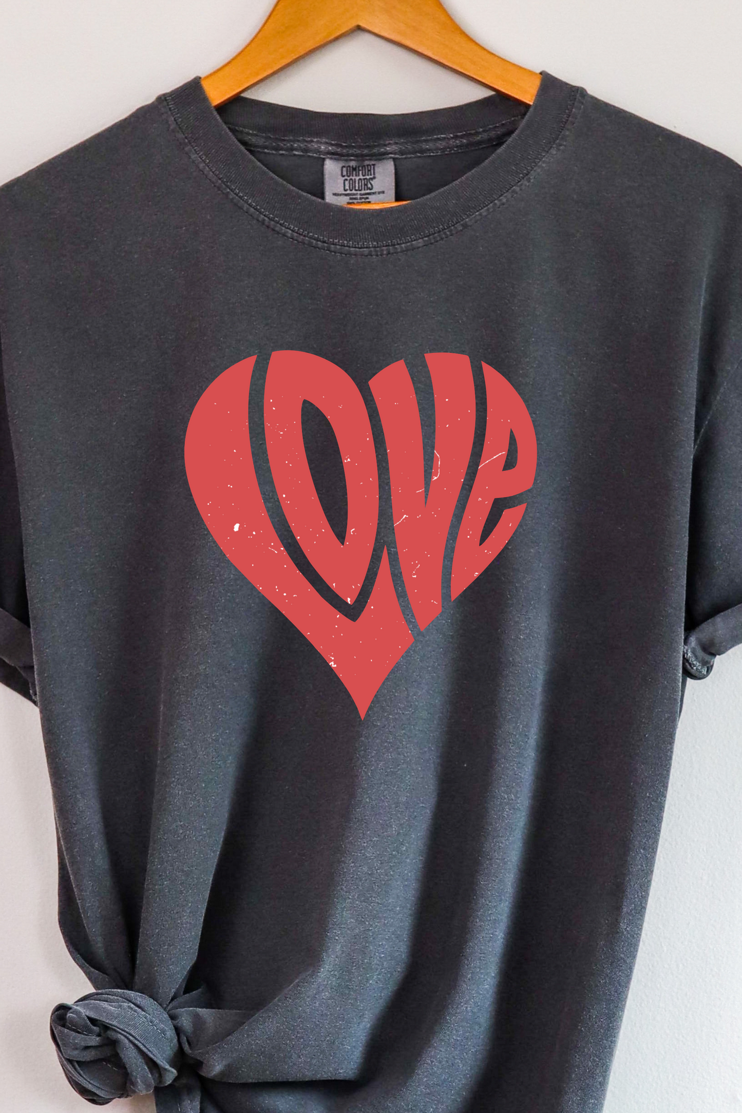RED LOVE HEART TEE (COMFORT COLORS)