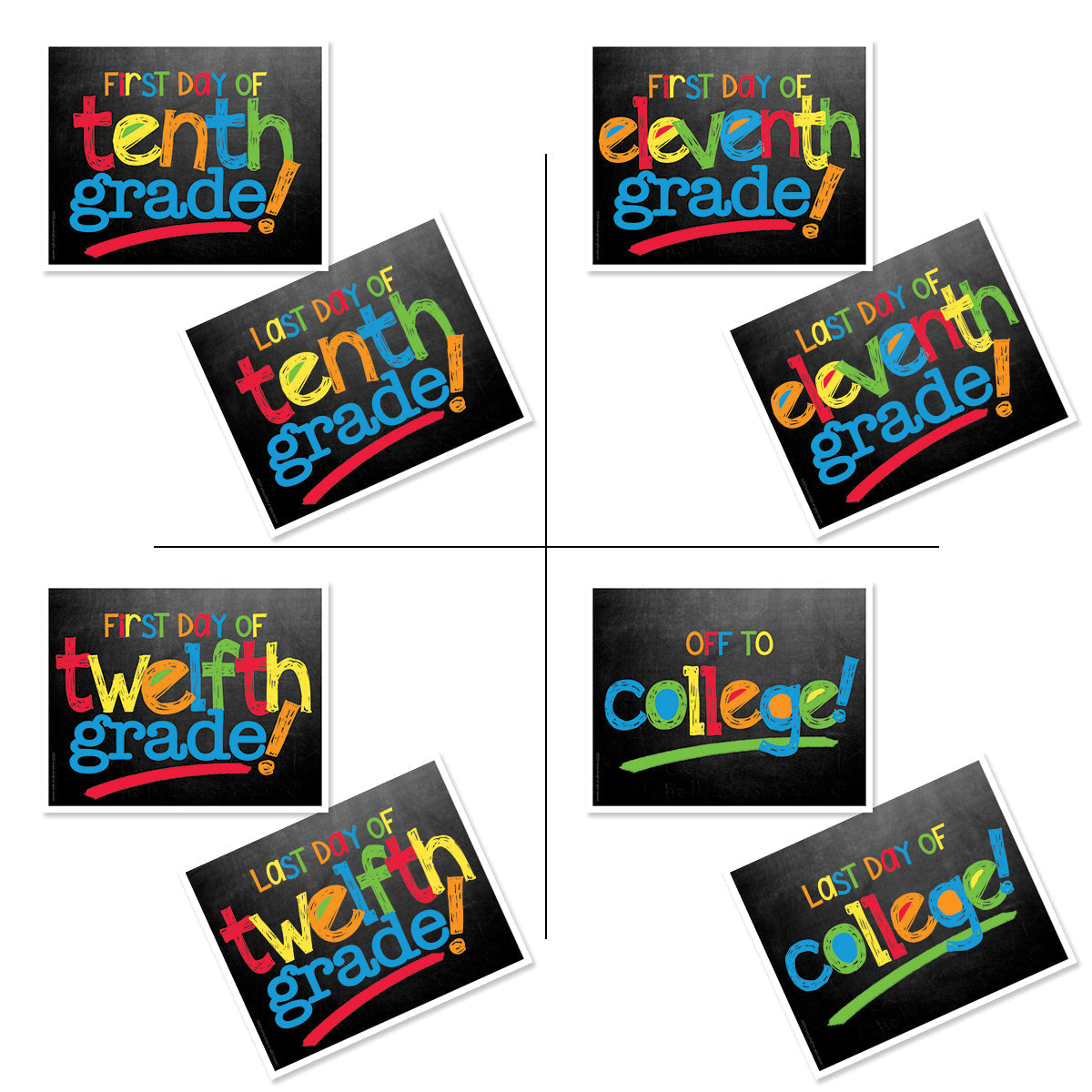 First & Last Day of School Signs | Photo Prop Deck | 17 Grades | (4) Styles