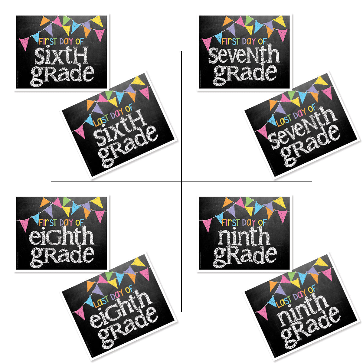 First & Last Day of School Signs | Photo Prop Deck | 17 Grades | (4) Styles