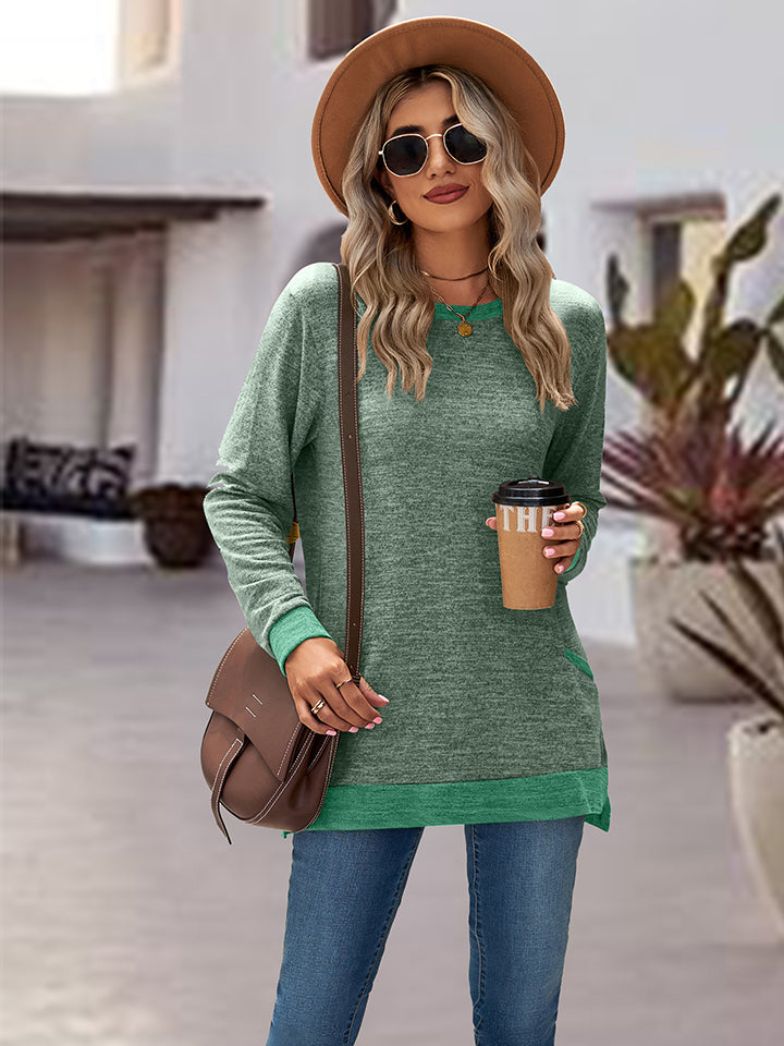 Round Neck Long Sleeve Blouse