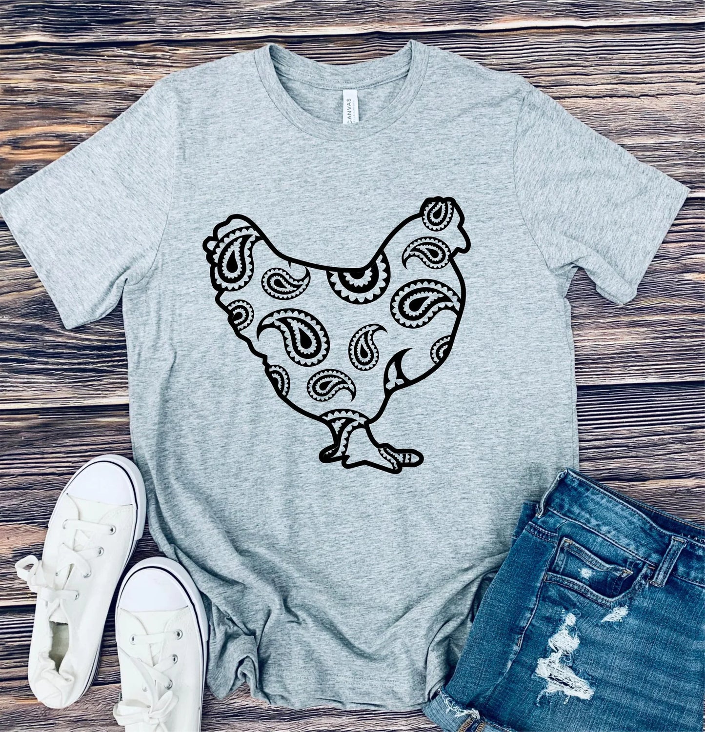 Paisley Chicken Graphic Tees~4 color options